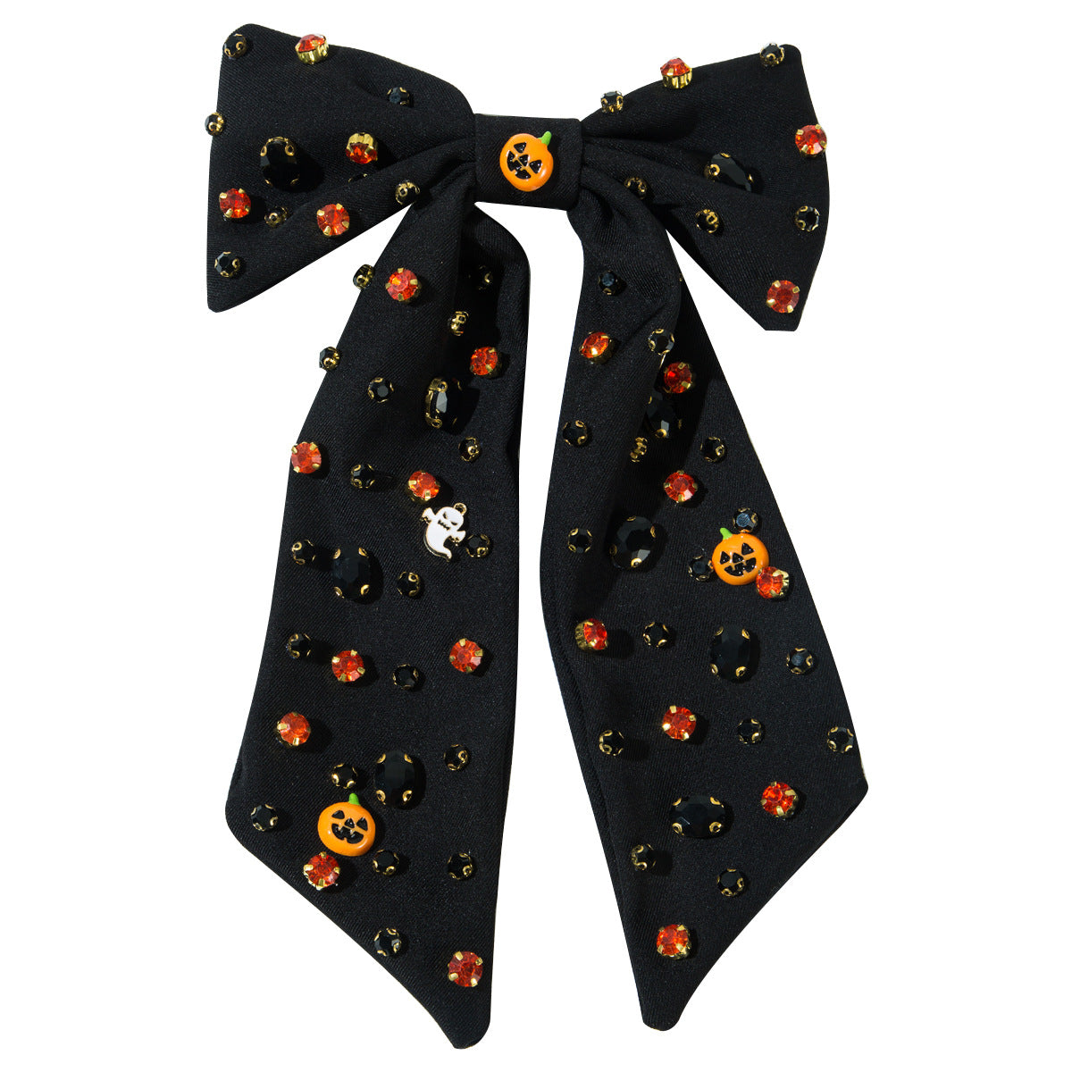 Wholesale Halloween Bow with Diamond Studded Pumpkin Ghost Hairpin